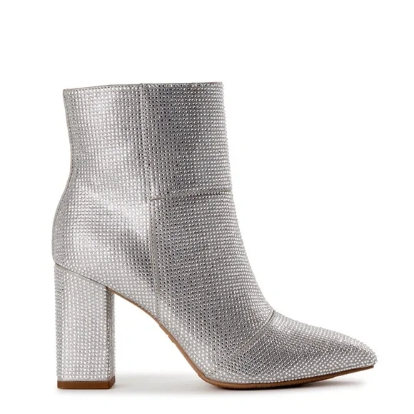 🆕 Madden Rhinestone Pointed Toe Booties with Cushioned Insole Size 8